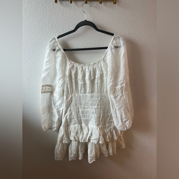 LoveShackFancy white long sleeve mini dress - Picture 2 of 4